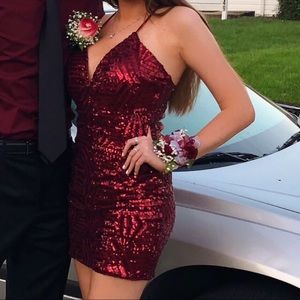 Windsor Red Glitter Sequin Short Dress